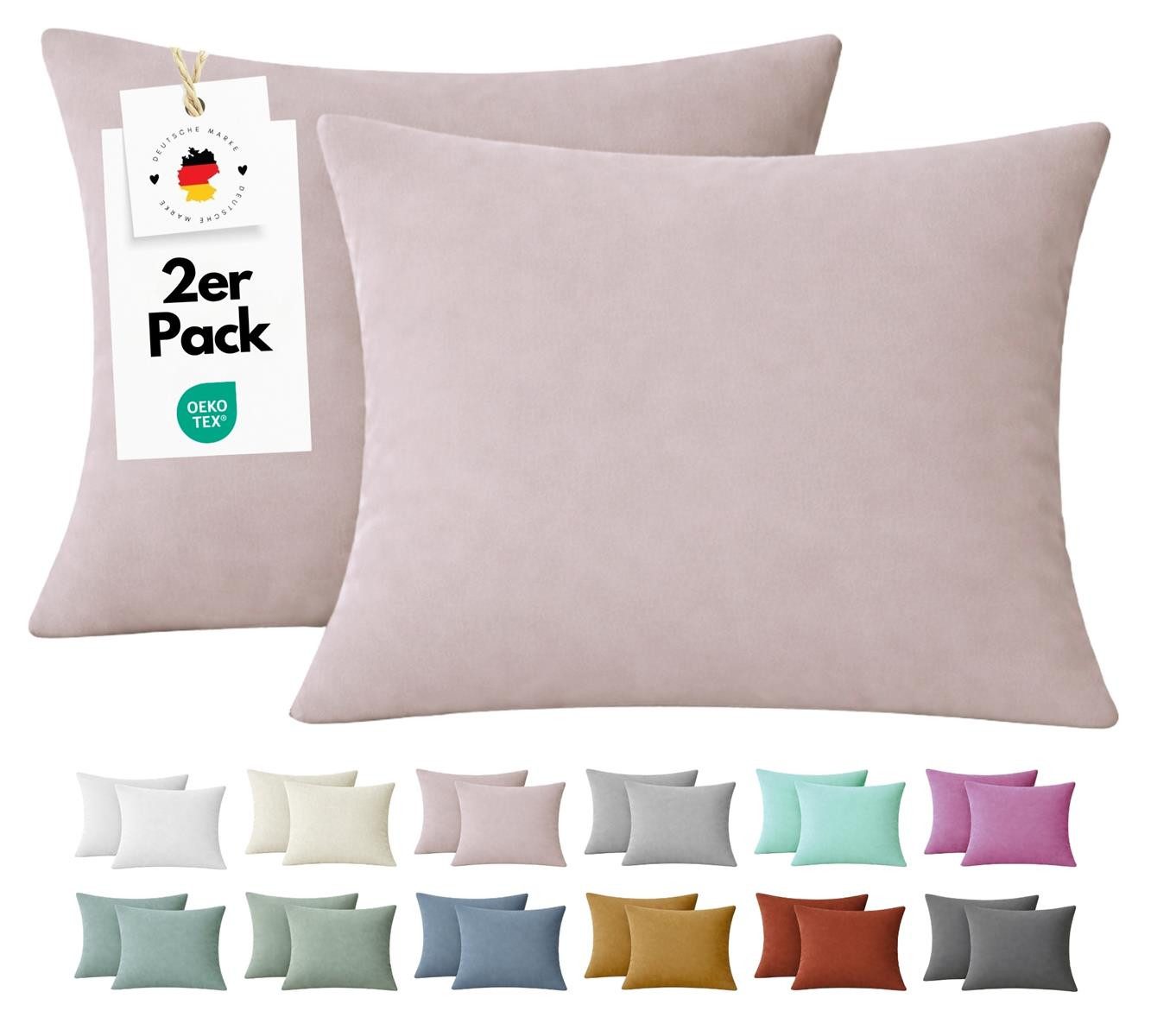 Carpe Sonno Kissenbezug 40 x 40 / 40 x 80 / 80 x 80 Kopfkissenbezug Kissenhülle Kissenbezug, (2 Stück), 100% Baumwolle & OEKO-TEX® zertifiziert - 40x40 cm Rosa