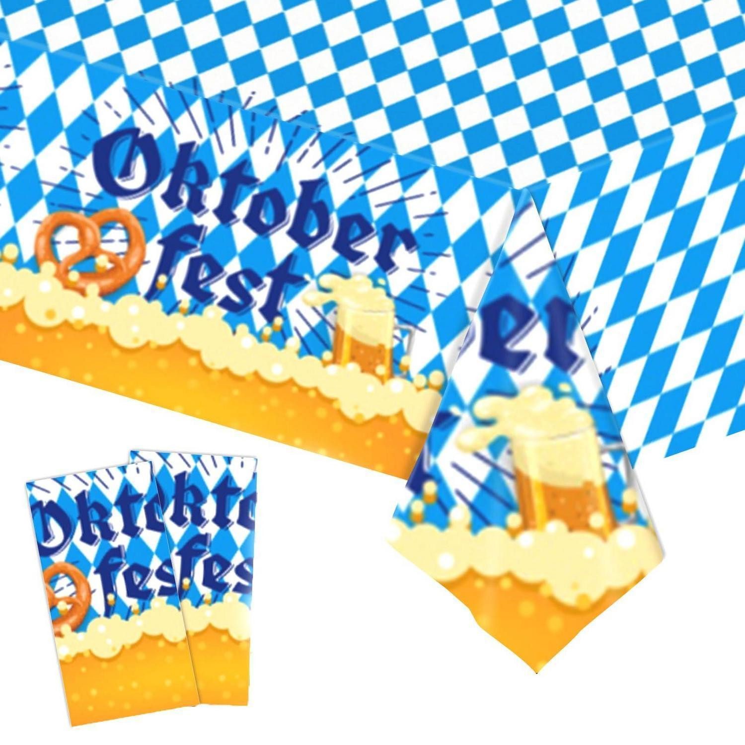 LuxusKollektion Tischdecke Oktoberfest Tischdecke 2 Stück Blau Weiß 137x274cm (2-tlg)