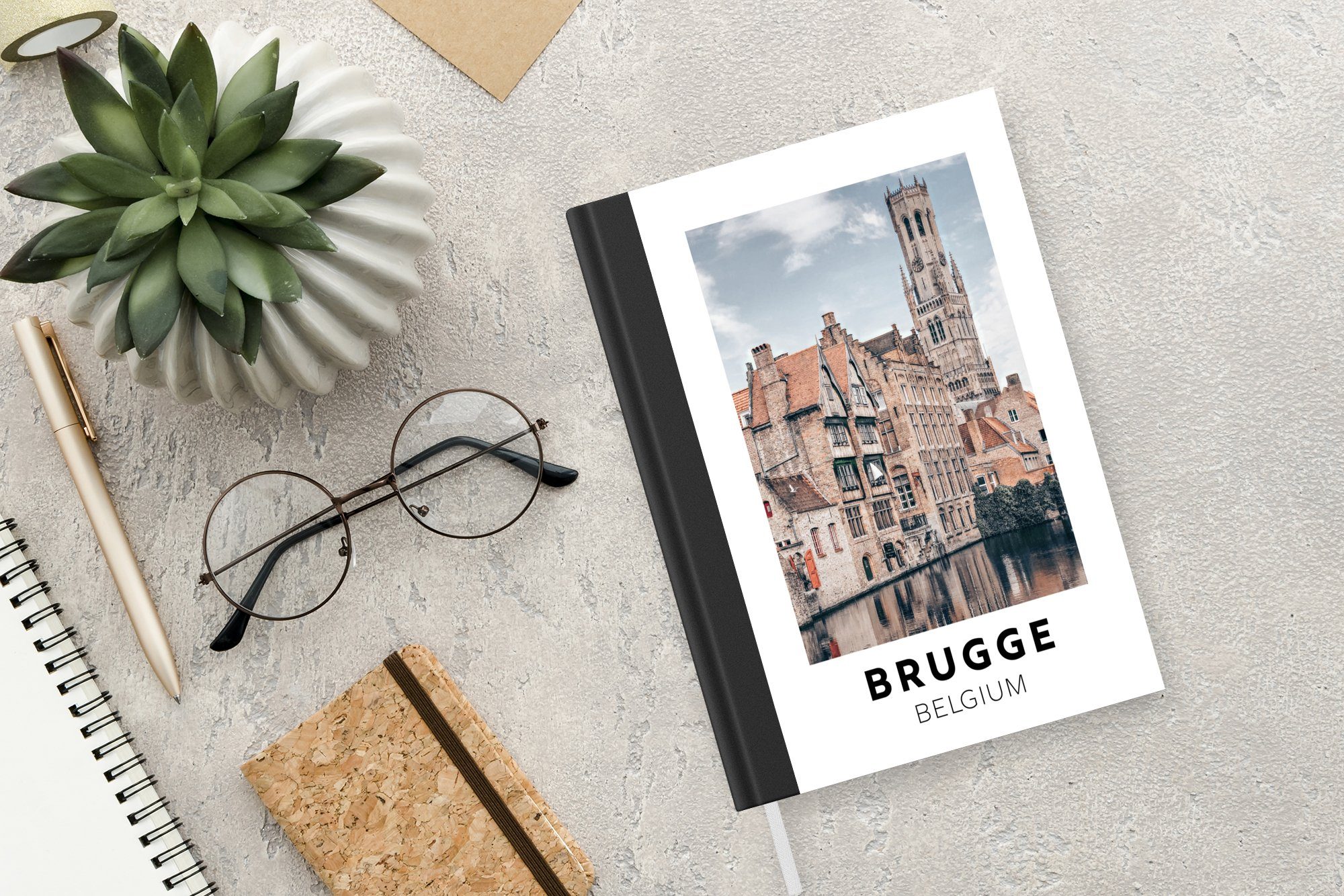 MuchoWow Notizbuch Brügge - Haushaltsbuch Tagebuch, - Belgien - Wasser, Notizheft, Architektur Merkzettel, A5, Journal, Seiten, 98