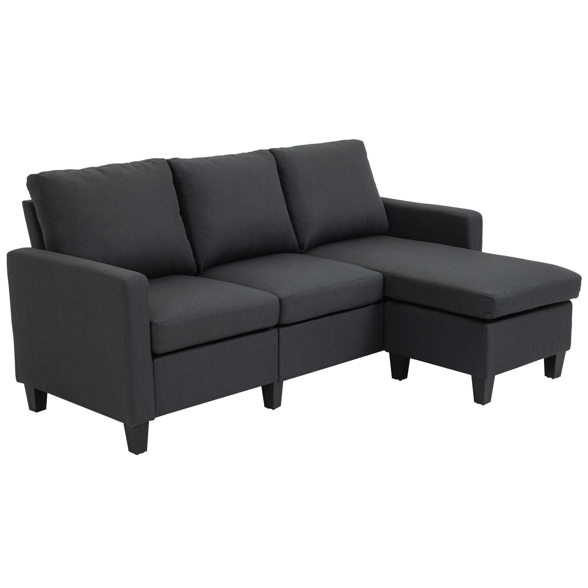 HOMCOM 3-Sitzer Ecksofa, Set 1 Teile, Eckesofa, 3-Sitzer, Leinen Dunkelgrau 197 x 139 x 91 cm