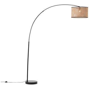 Lightbox Stehlampe, ohne Leuchtmittel, Bogenlampe Wiener Geflecht, 200 x 160 cm, E27, Rattan, braun/schwarz