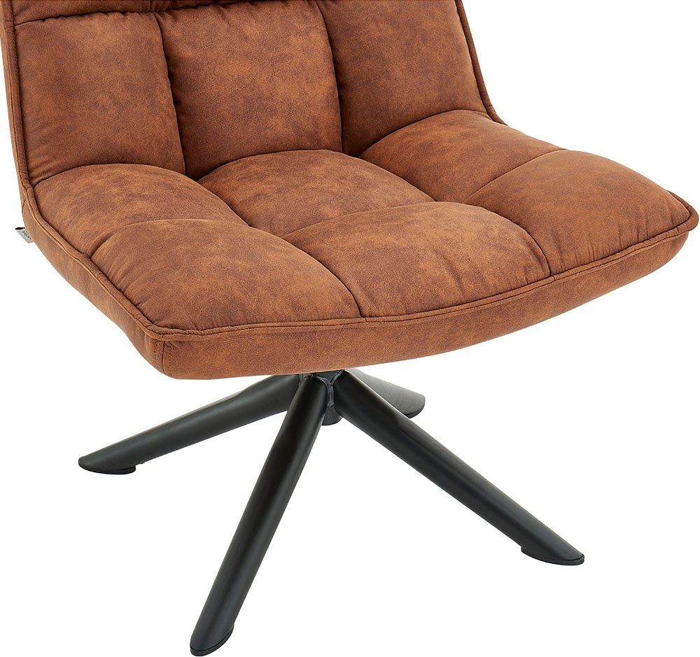 Relaxsessel Wanja, Sitzhöhe 47 Samtvelours Drehsessel mit Cognac Metallgestell cm, und Bezug, andas