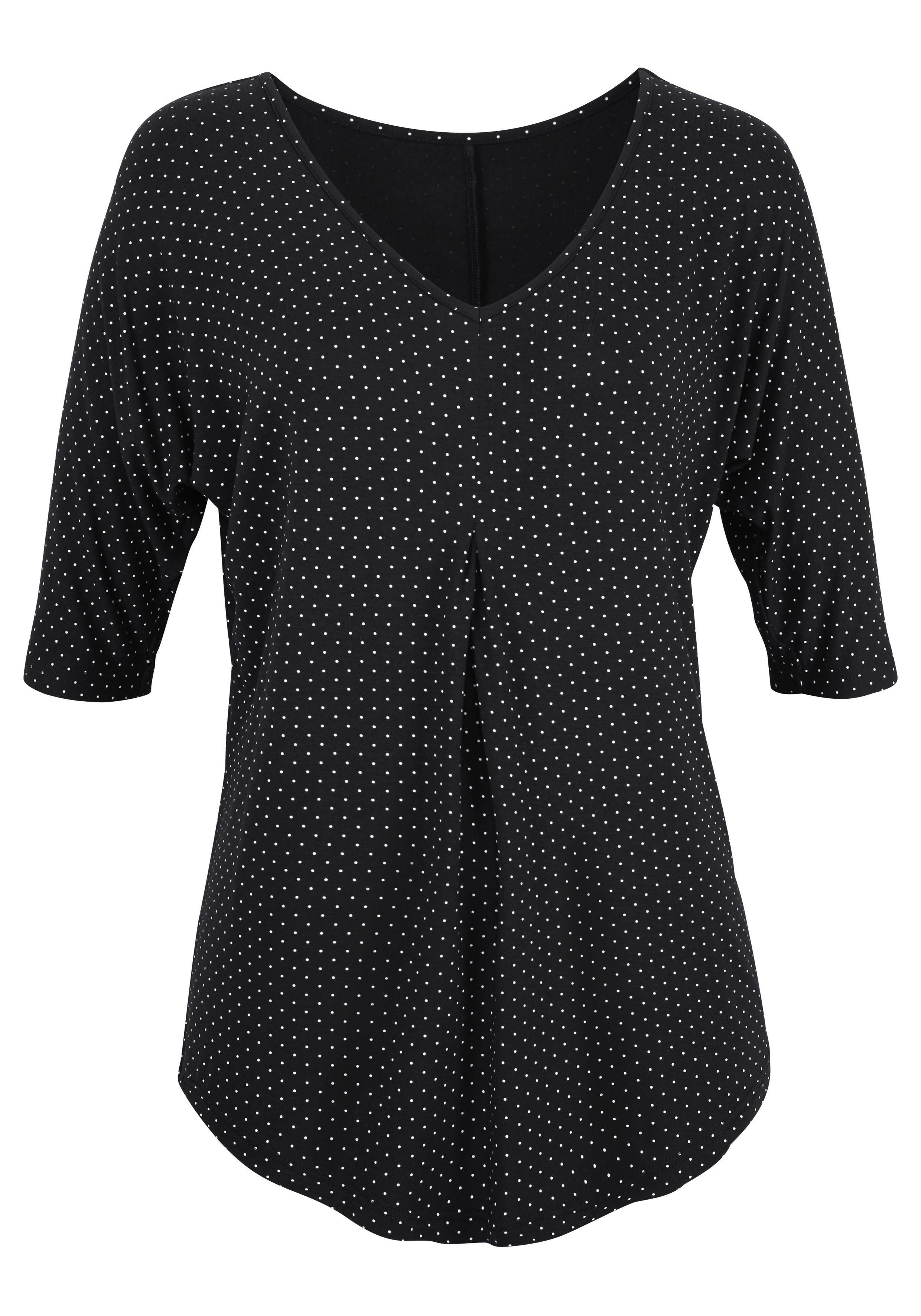 LASCANA Kurzarmshirt mit Kellerfalte aus weichem günstig online kaufen
