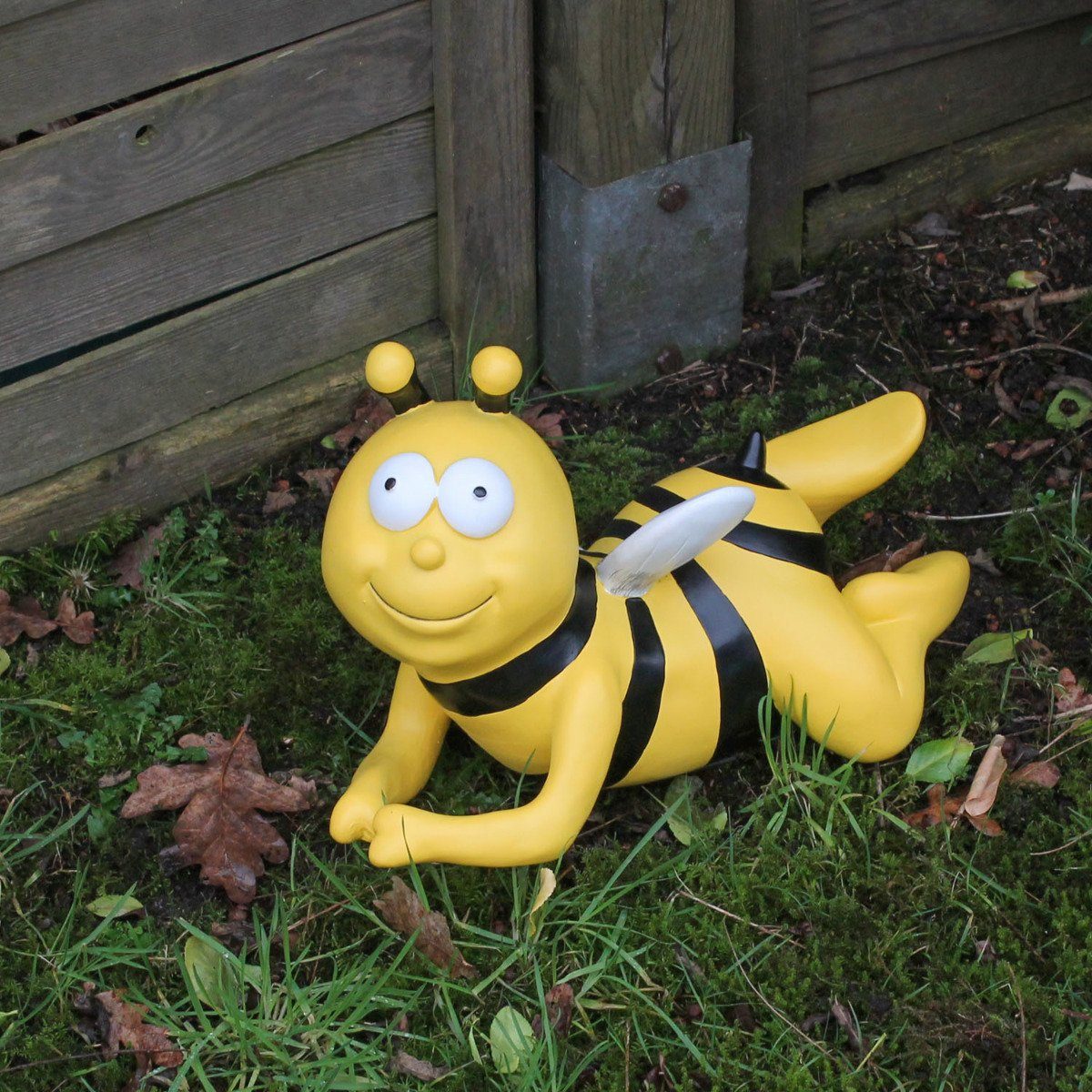 handbemalt, Deko, auf fliegend Figur Bienen colourliving Tierfigur wetterfest, Stab ist möglich Montage schwebende Biene Gartenstecker