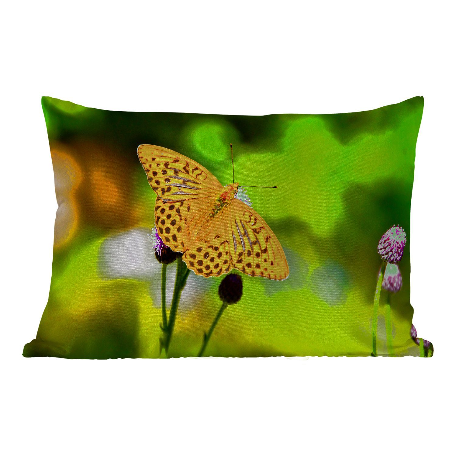 MuchoWow Dekokissen Schmetterling - Tiger - Blume, Outdoor-Dekorationskissen, Polyester, Dekokissenbezug, Kissenhülle | Dekokissen