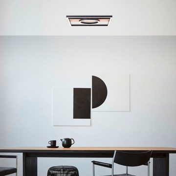 my home LED Deckenleuchte Lysann Deckenlampe, LED fest integriert, Warmweiß, 42 x 40 cm, 24 W, 2700 lm, 3000 K, Holz/Metall, braun/schwarz