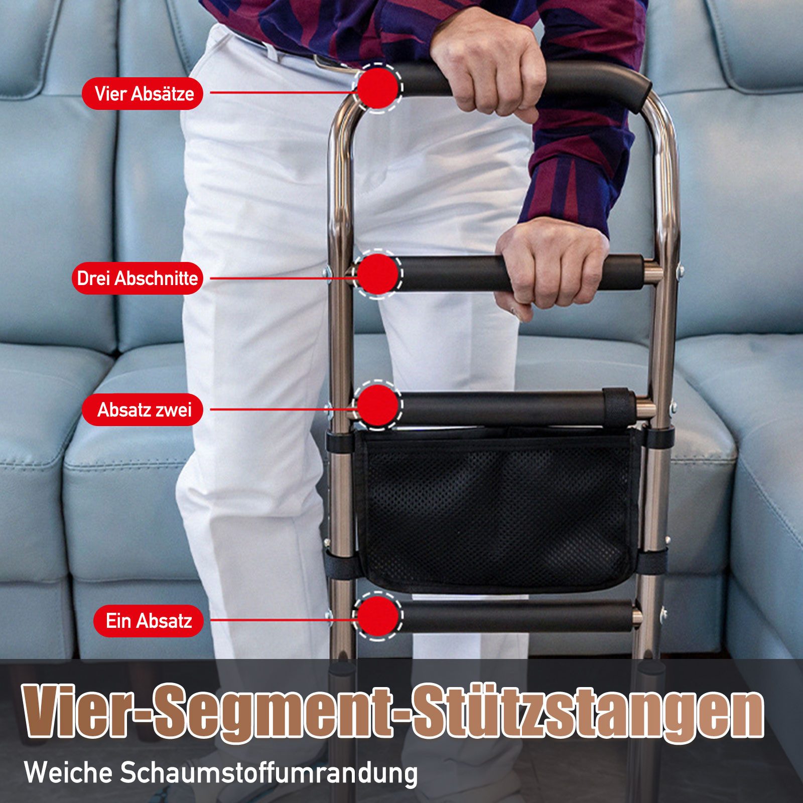 TWSOUL Stehhilfe Mobile Aufstehhilfe für Senioren mit Tasche, Sicher Höhenverstellbar, Senioren Aufstehhilfe für Bett&Stuhl, Sitz- und Stehhilfe Haltegriff