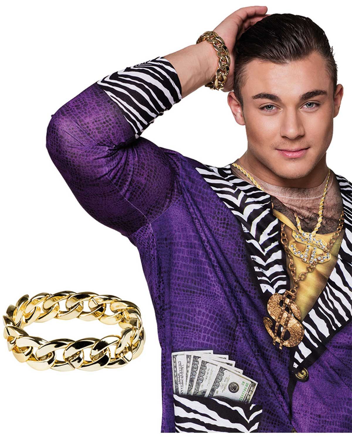 Boland Kostüm Goldenes Glieder Armband - zum Pimp Macho Rapper R günstig online kaufen
