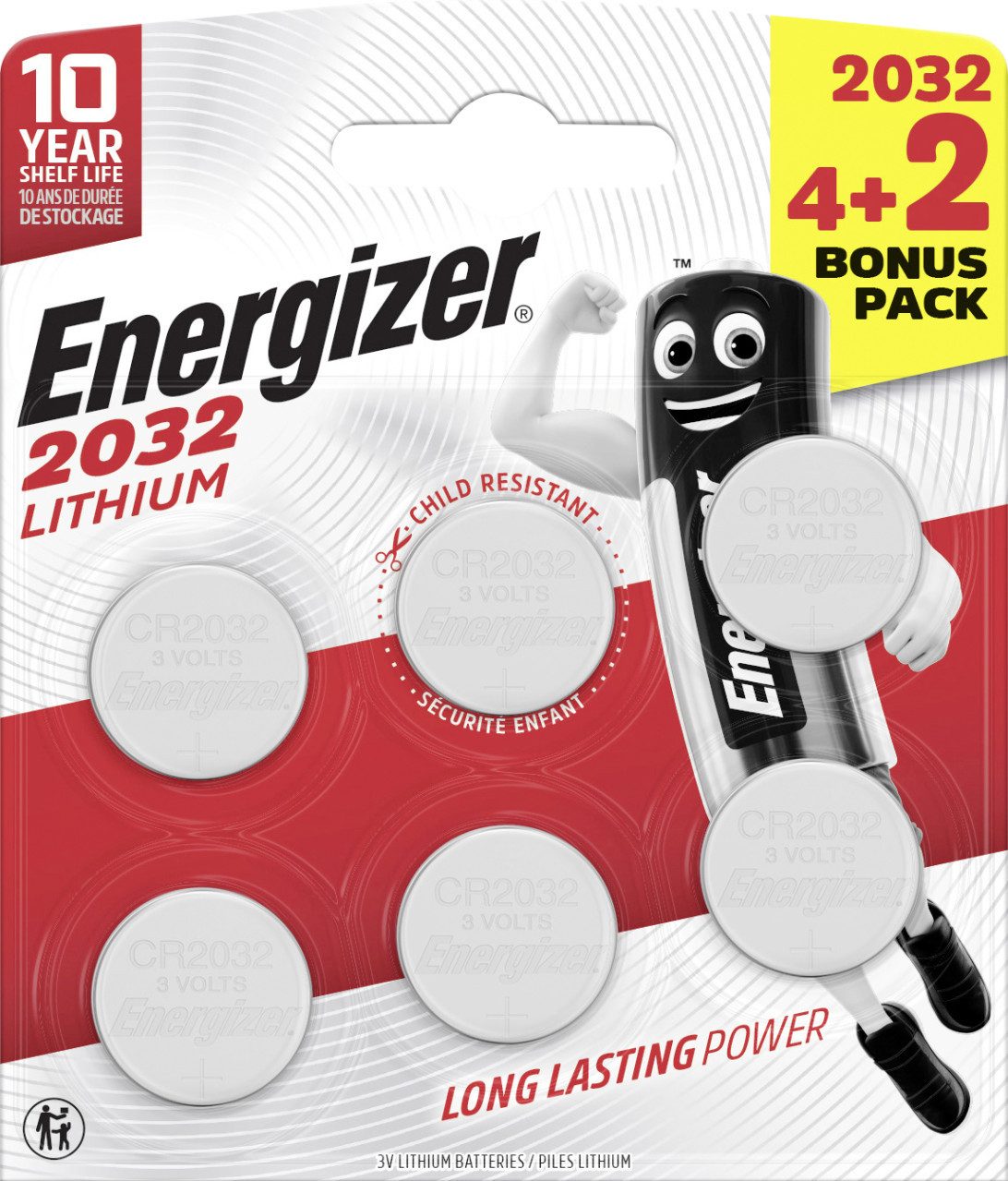 Energizer Energizer Knopfzelle CR 2032 Lithium 3V 4 + 2 Knopfzelle