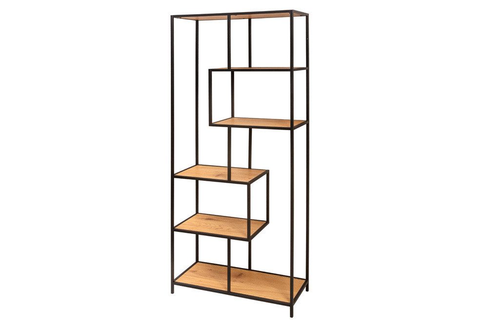 riess-ambiente Standregal SLIM LINE 185cm natur / schwarz, Einzelartikel 1-tlg., Wohnzimmer · Wildeiche-Design · Metall · mit Ablage · Industrial