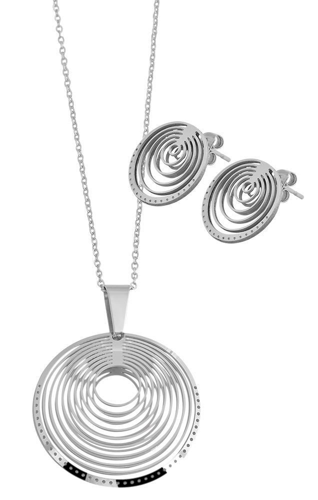 AKZENT Schmuckset AK0821 Edelstahl Schmuckset (Ohringe, Kette mit Anhänger aus