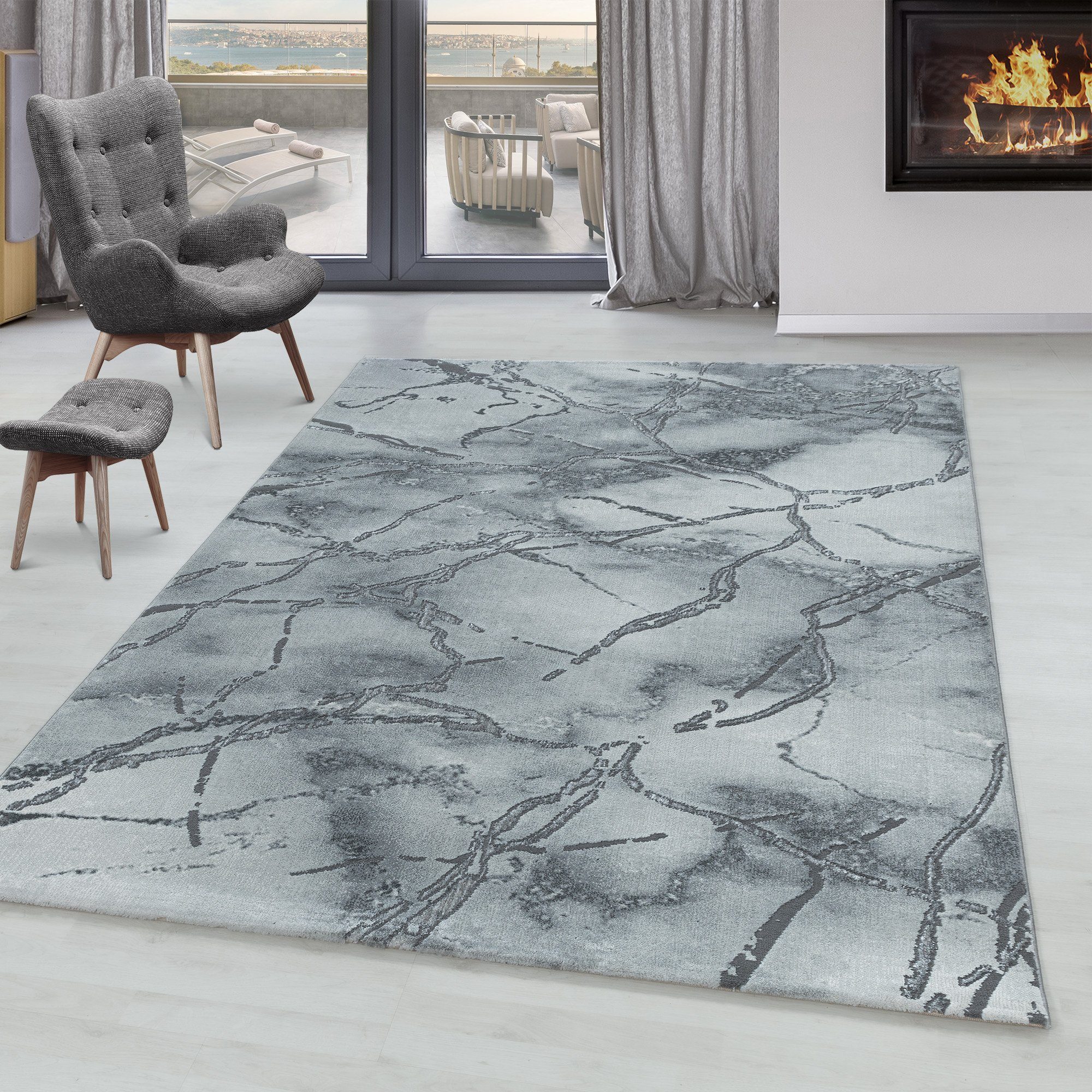 SIMPEX24 Designteppich Marmor Design, Läufer, Höhe: günstig online kaufen