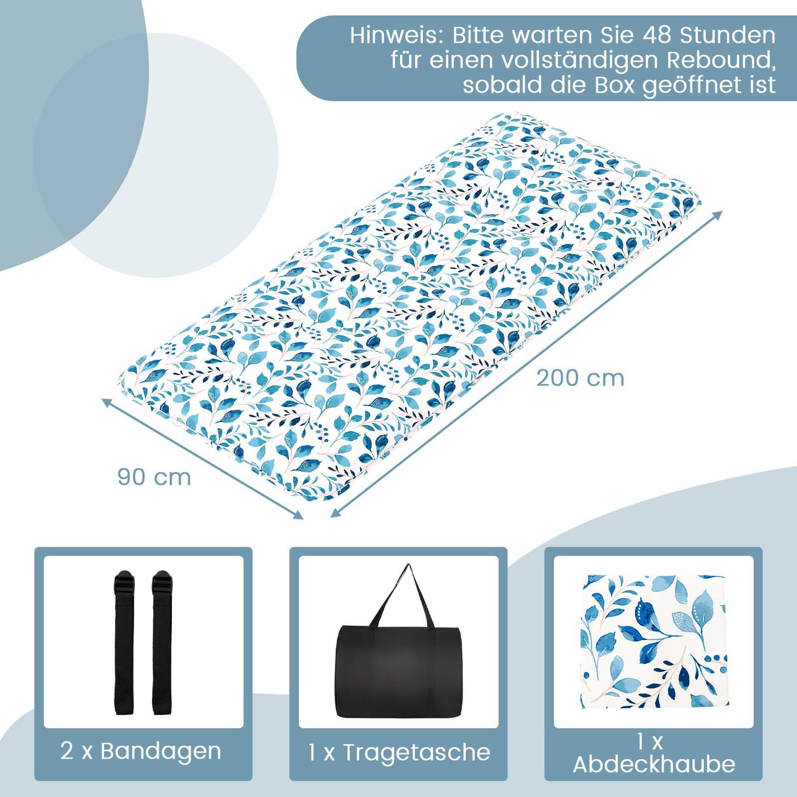 Futonmatratze, COSTWAY, 10 cm hoch, Futon Matratze, Tatami-Matte, Klappmatratze, 90x200cm