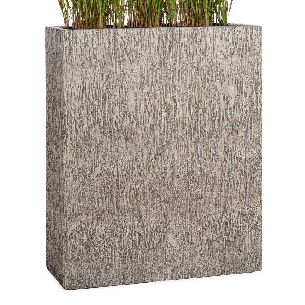 Pflanzwerk® Pflanzkübel Pflanzkübel DIVIDER - (Wood Grau) - 92cm x 80cm x 30cm, Fiberglas - Handgefertigt - Rechteckig - Frostbeständig