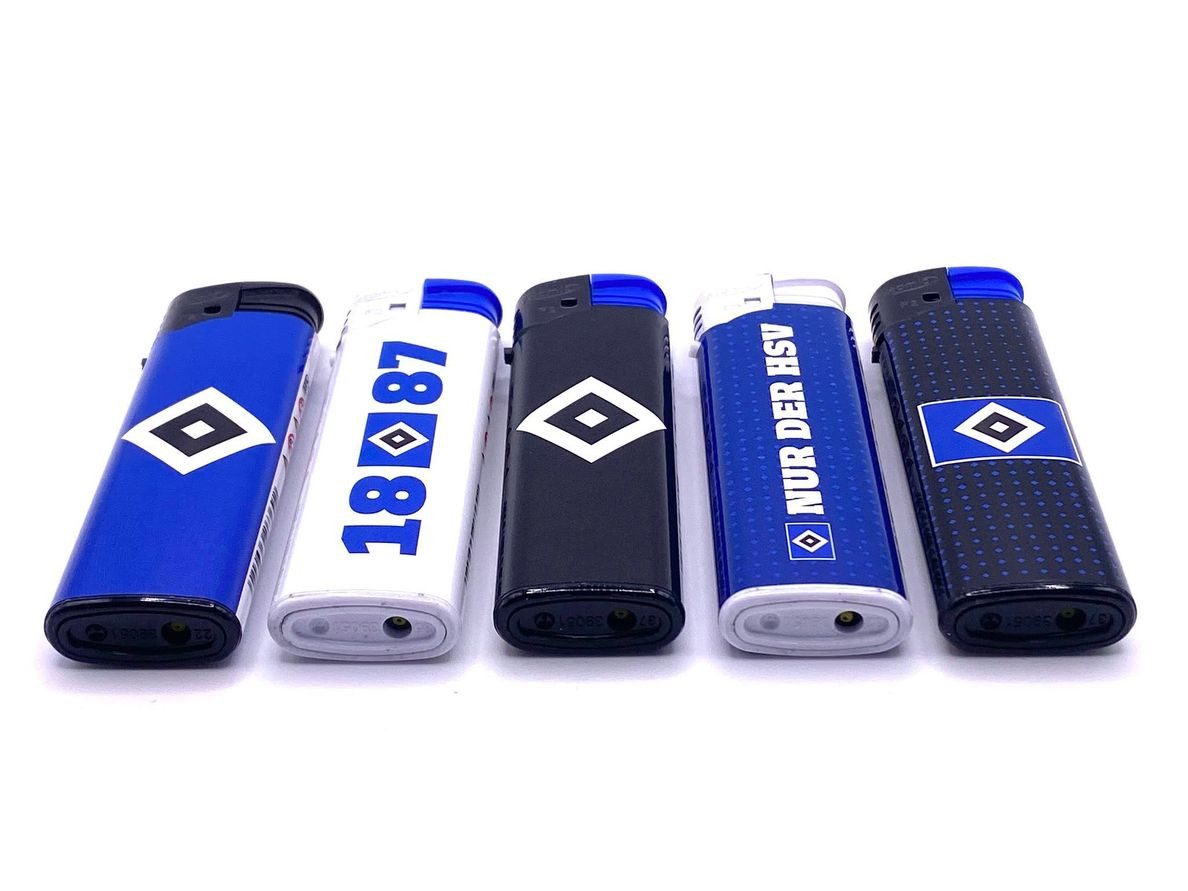 HSV Feuerzeuge 5x Gasfeuerzeug im Set Fussball Fanartikel (5-St., 5 Stück), Lizenz Fußball Serie