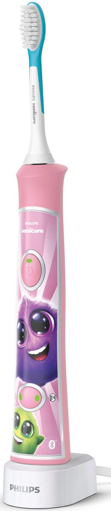 Philips Sonicare Elektrische Kinderzahnbürste Zahnputz-App HX6352/42, mit interaktiver St., Aufsteckbürsten: 2