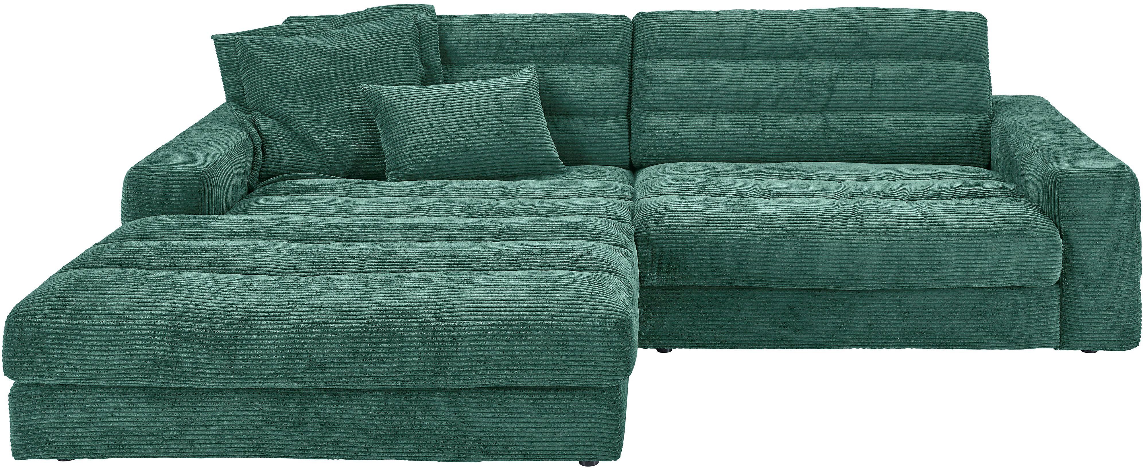 3C Candy Ecksofa Stripes Mega-Sofa, bequem und komfortabel, L-Form, Lose Rückenkissen, mit feiner Quersteppung, Cord-Bezug