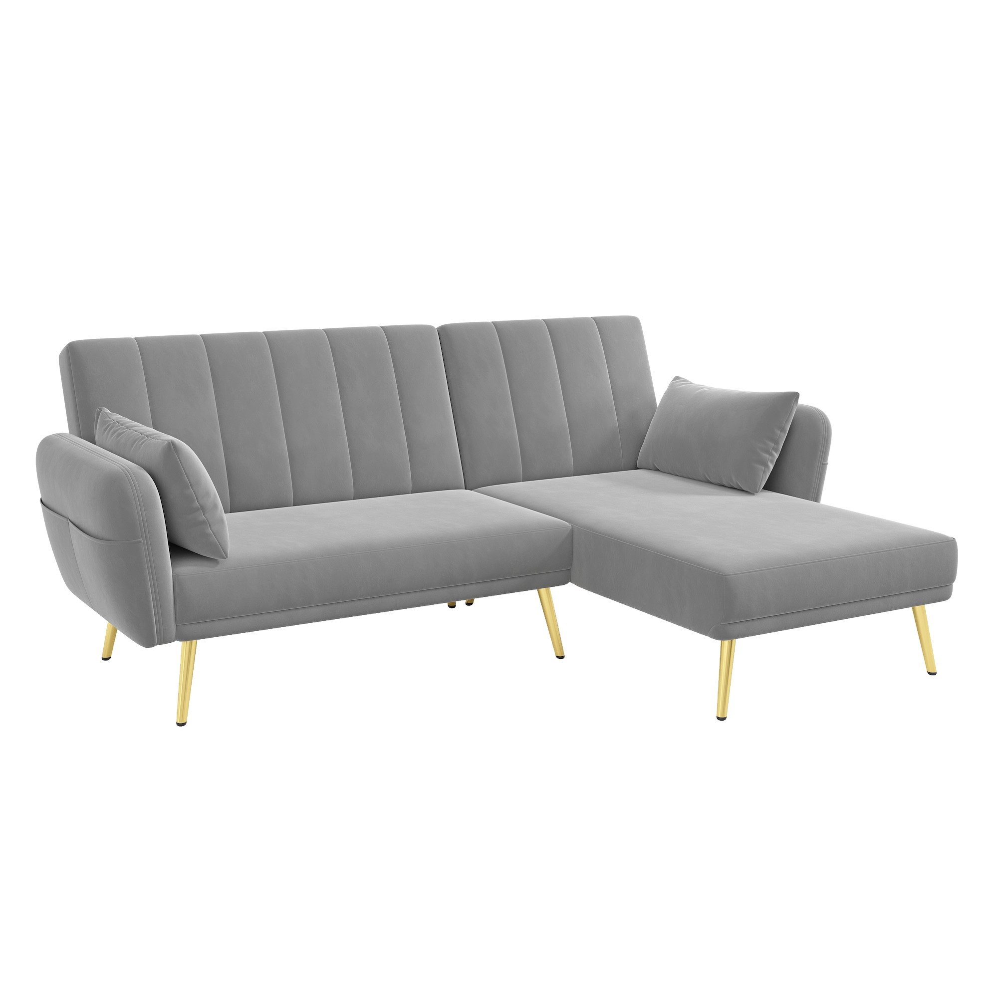 SOFTWEARY Ecksofa mit Relaxfunktion und 2 Zierkissen, verstellbare Rückenlehne