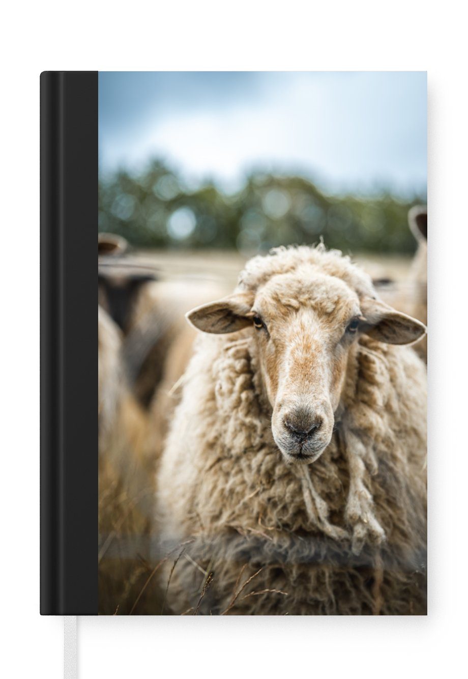 MuchoWow Notizbuch Porträt eines Schafes, Journal, Merkzettel, Tagebuch, Notizheft, A5, 98 Seiten, Haushaltsbuch