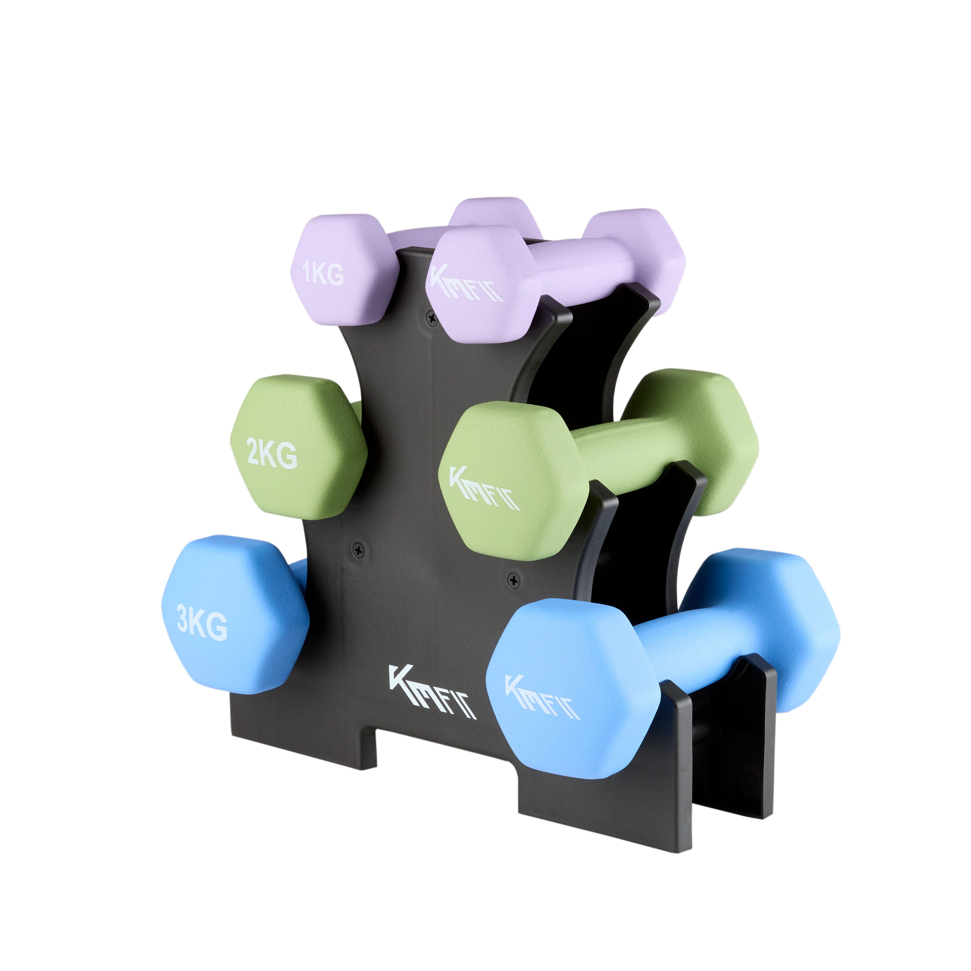 KM - Fit Hantel Hantelset, Kurzhantel Set für effektives Krafttraining, (Set, 12 kg 2x 1kg, 2x 2kg, 2x 3kg), Ideal für Home Gym