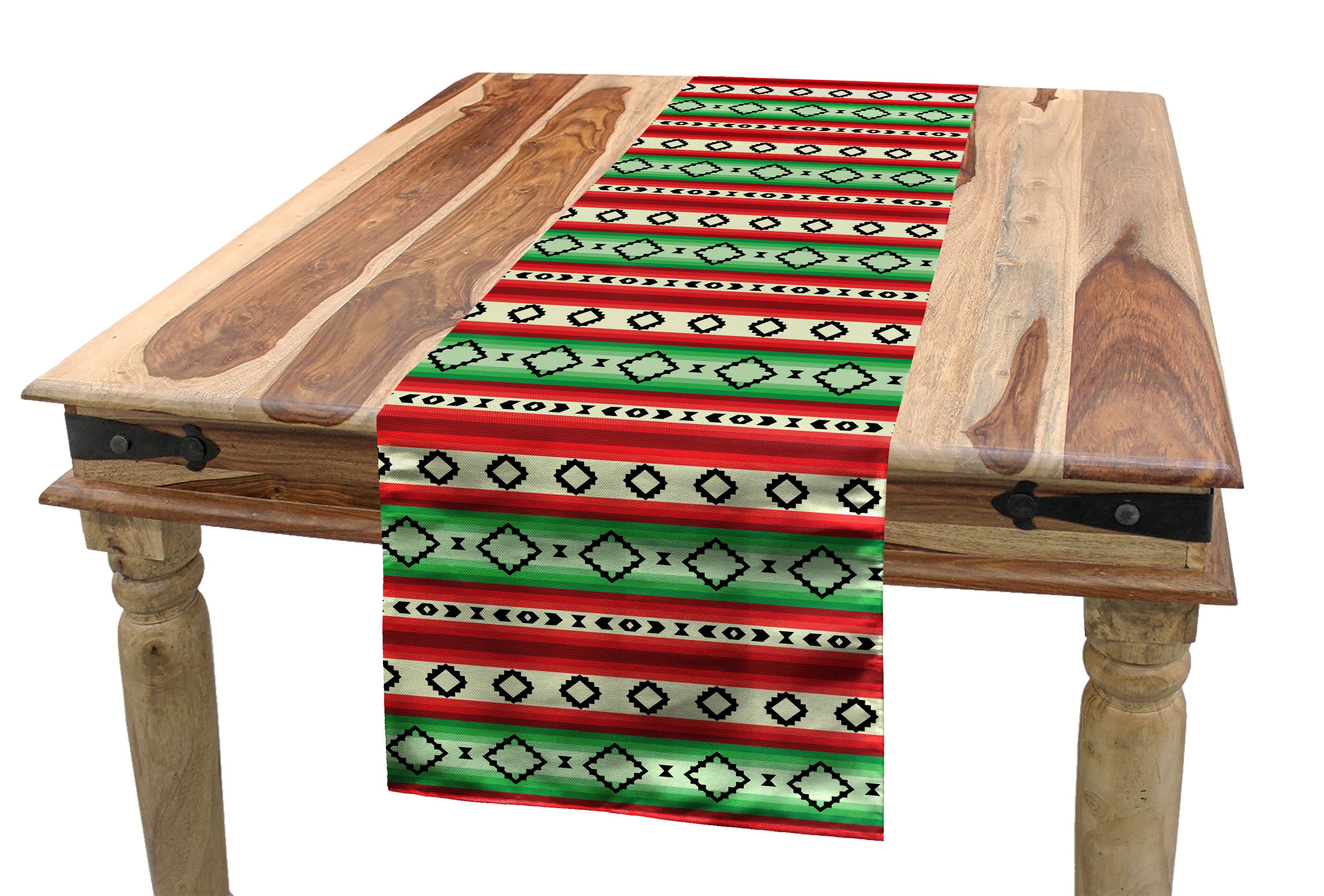 Abakuhaus Tischläufer Esszimmer Küche Rechteckiger Dekorativer Tischläufer, Fiesta Mexican Blanket Pattern