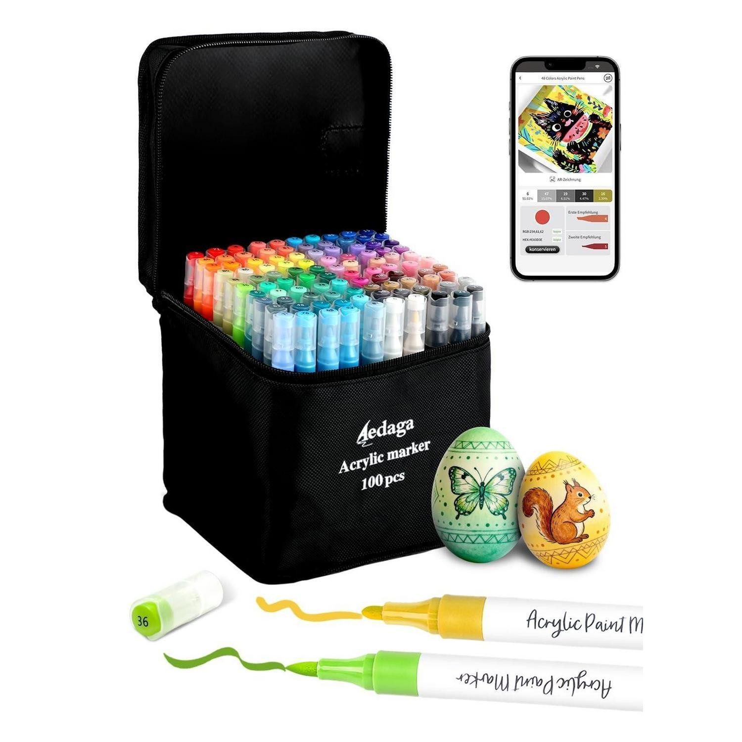 LuxusKollektion Marker Acryl Marker Set Doppelspitze 100 Farben