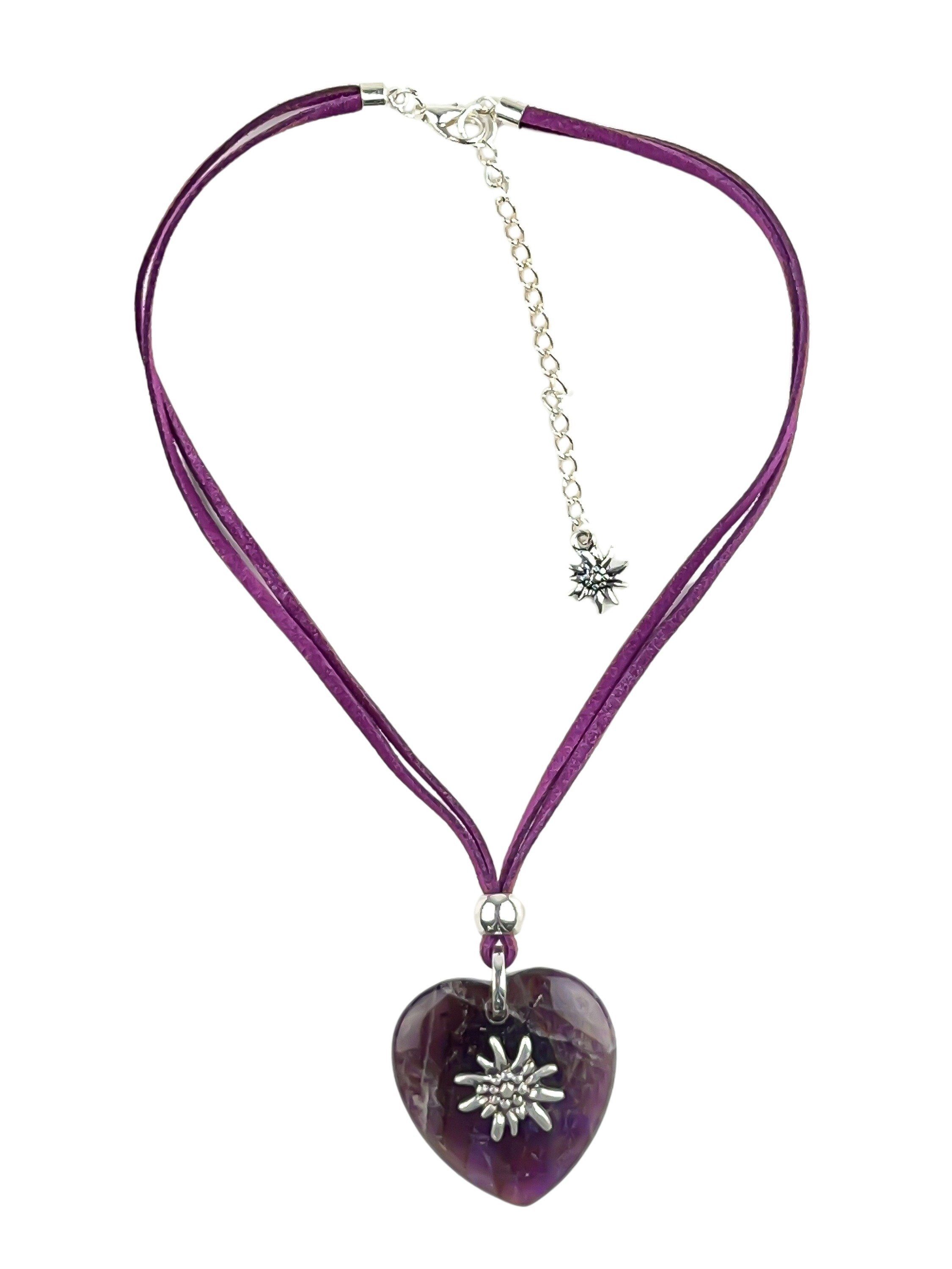 Allgäu Rebell Kette mit Anhänger Lore, Herzanhänger mit Edelweiß