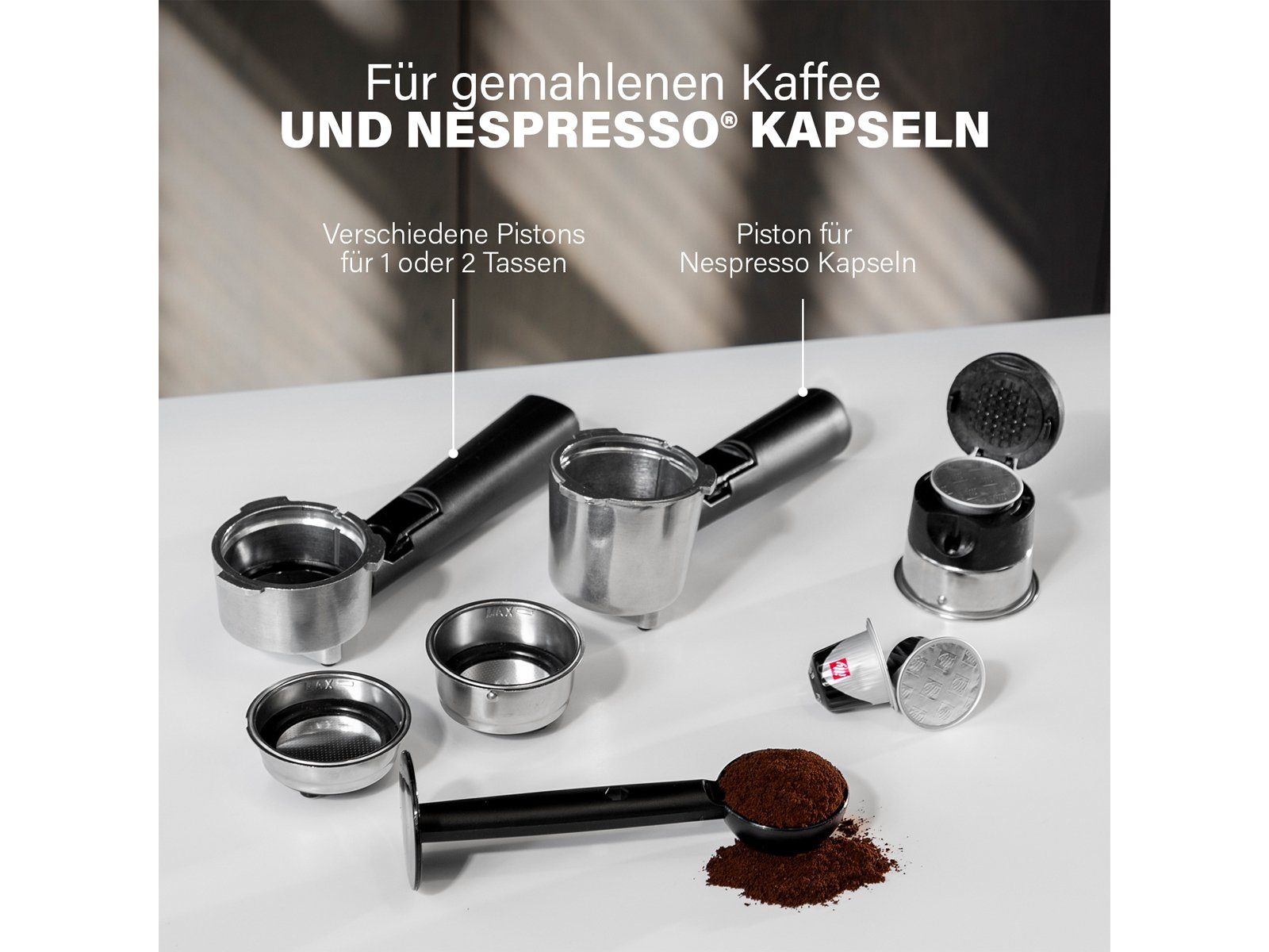 Siebdruck & PRINCESS mit Siebträgermaschine, Espresso-Maschine italienische Kaffee Milchaufschäumer