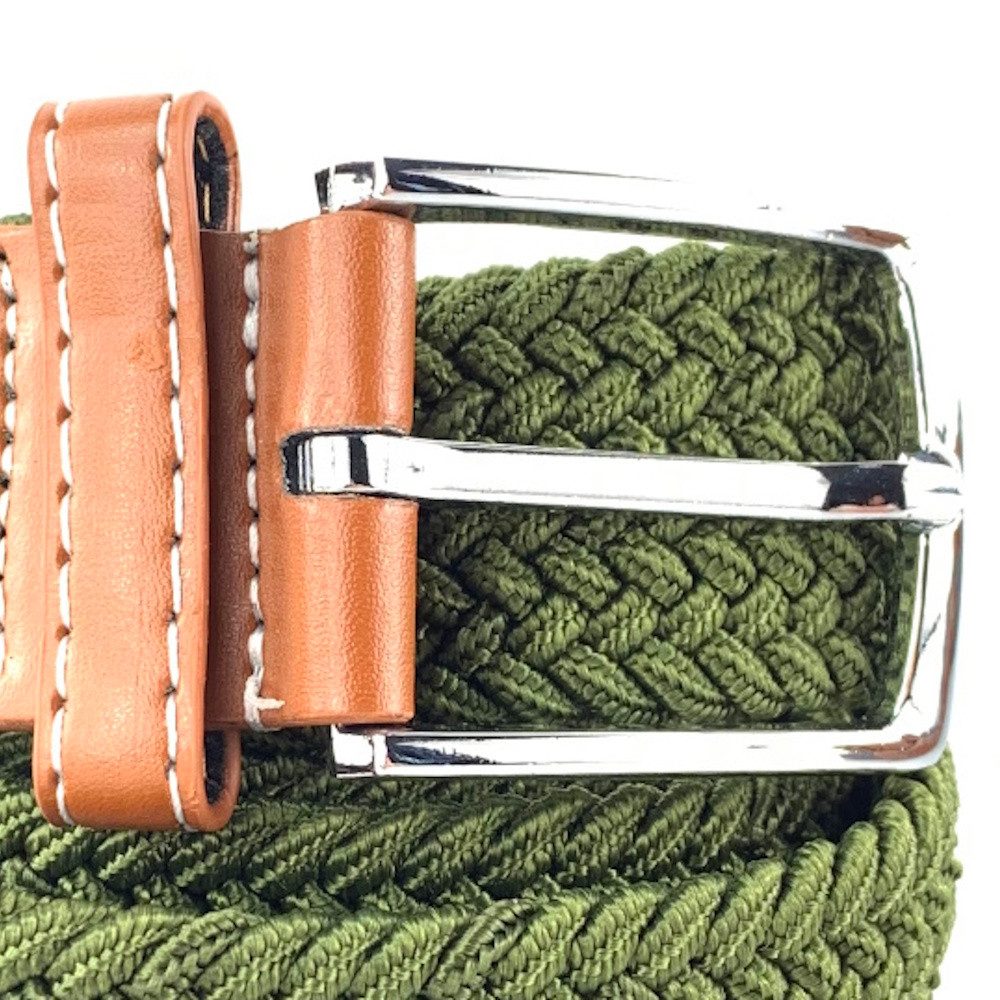 L&B Stretchgürtel in 12 Farben, dehnbarer Flechtgürtel, elastischer Stoffgürtel, Gürtel Gesamtlängen 115cm / 125cm + 5cm Schnalle / Bundweite 105 -145 cm