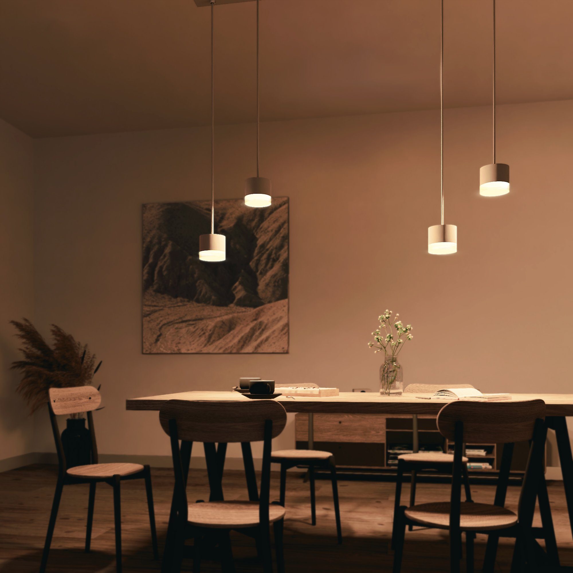 SSC-LUXon LED-Hängeleuchte VORA Hängeleuchte 2-flammig weiß mit Lichtrand für 2x GX53