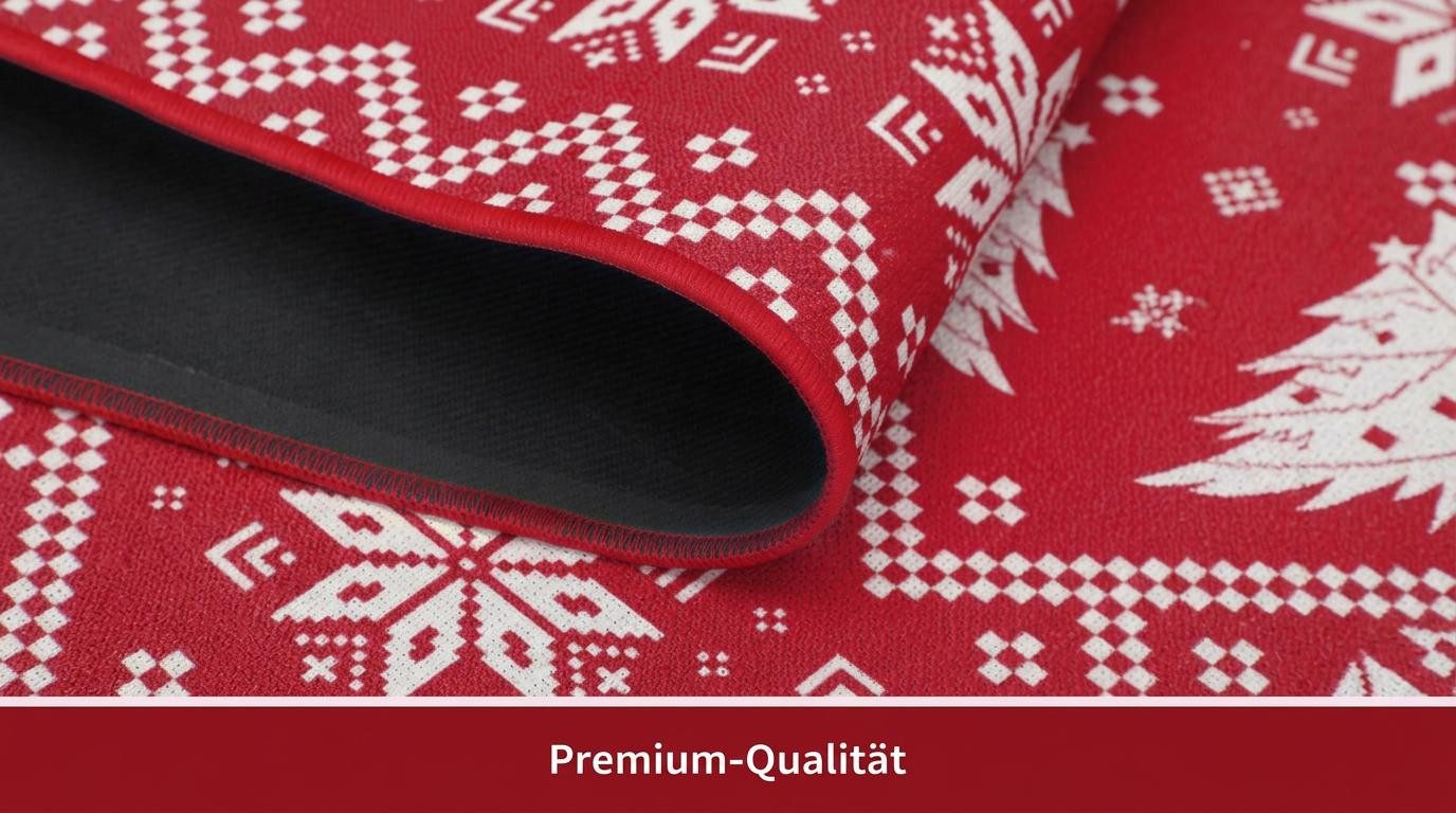 GarveeMore Küchenläufer 2‑teiliges rotes Weihnachts‑Teppich‑Set 40×60/40×120 cm, rutschfest, waschbar für Küche, Eingang & Wohnzimmer, Festdeko Teppich – Bild 3 von 5