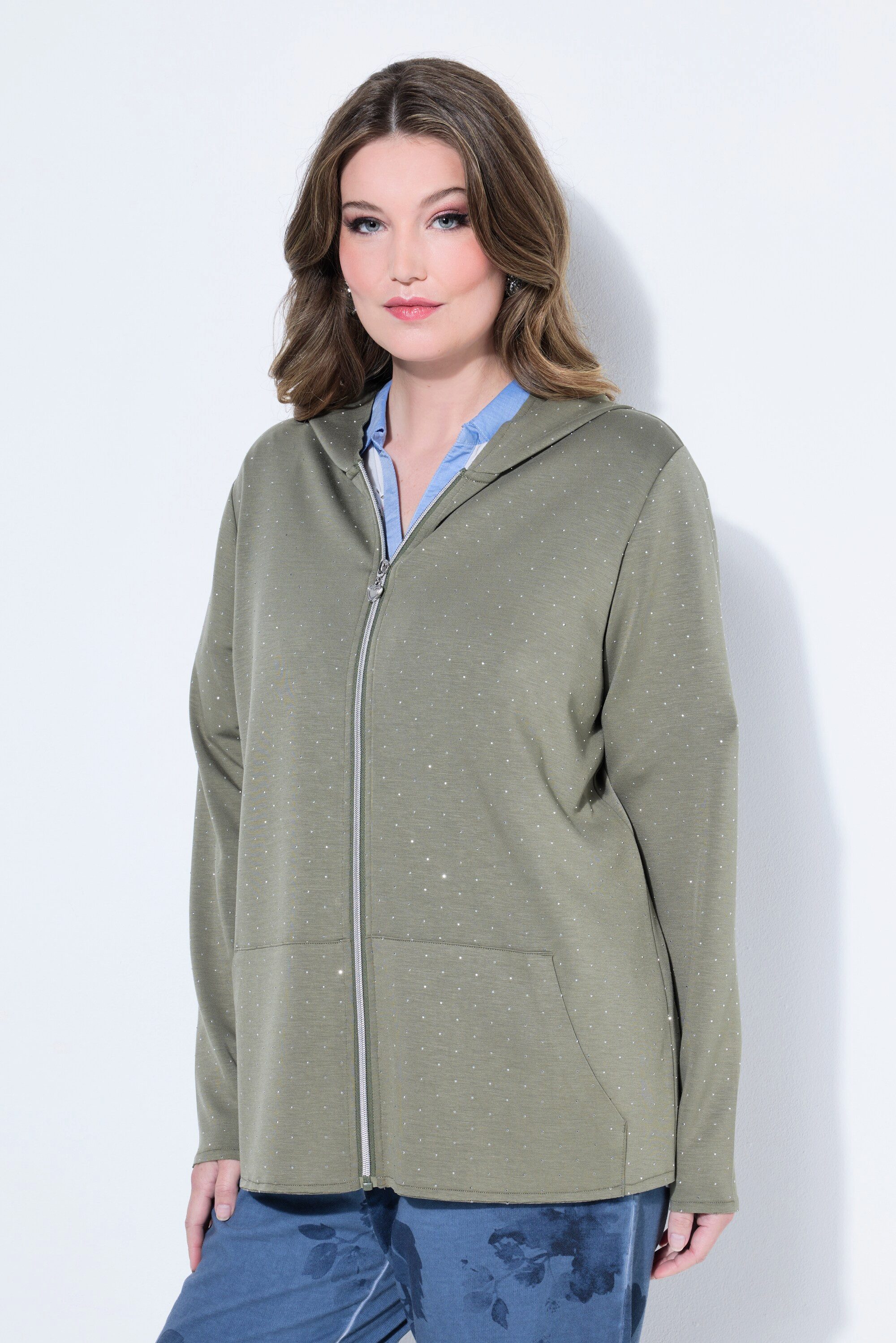 MIAMODA Sweatjacke Sweatjacke Loose Fit Kapuze Zipper