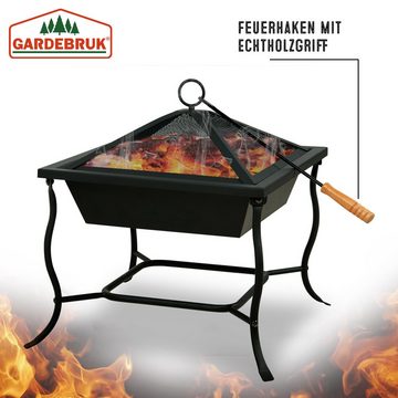 Gardebruk Feuerschale, Feuerstelle Eckig Feuerhaken Funkenfluggitter Stahl Outdoor Terrasse