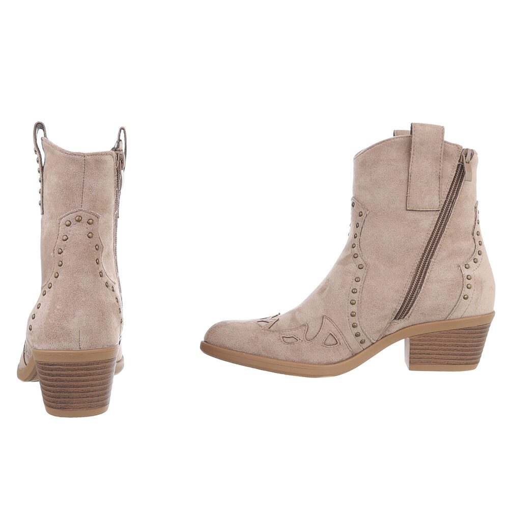 Ital-Design Damen Cowboyboots Western Westernstiefelette (88812568) Blockabsatz Stiefeletten in Hellbraun