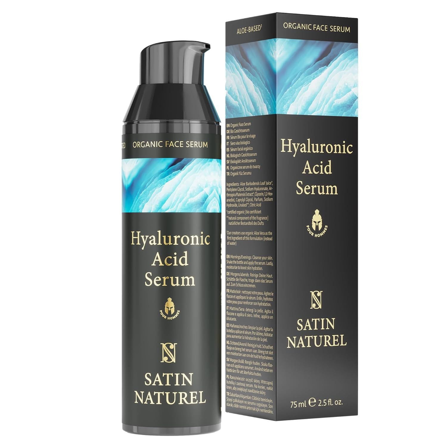 Satin Naturel Gesichtspflege For Men - Hyaluronsäure Bio Creme, Gesichtsserum, 1-tlg.