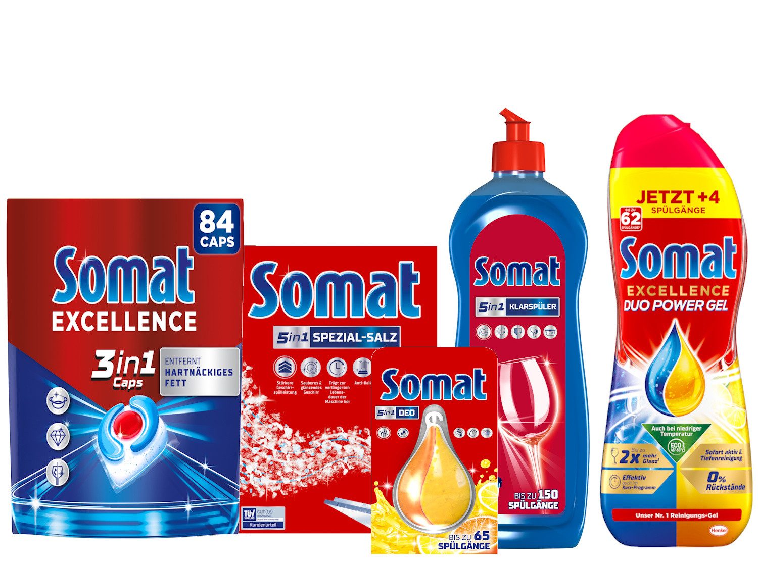 Somat SOMAT 84 Caps + Gel + Salz – Duft Klarspüler Spülmittel Spülmaschinentabs