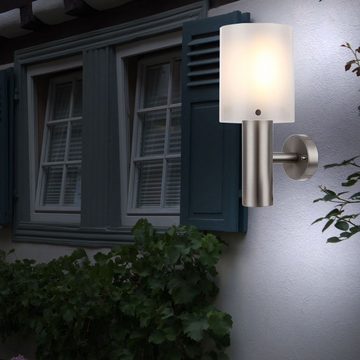 Globo Außen-Wandleuchte, LED-Leuchtmittel fest verbaut, Wandlampe Wandleuchte Außenleuchte Hauswandlampe IP44 Edelstahl LED