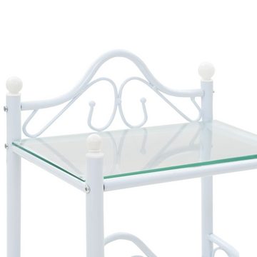 furnicato Nachttisch Nachttische 2 Stk. Stahl und gehärtetes Glas 45x30,5x60 cm Weiß