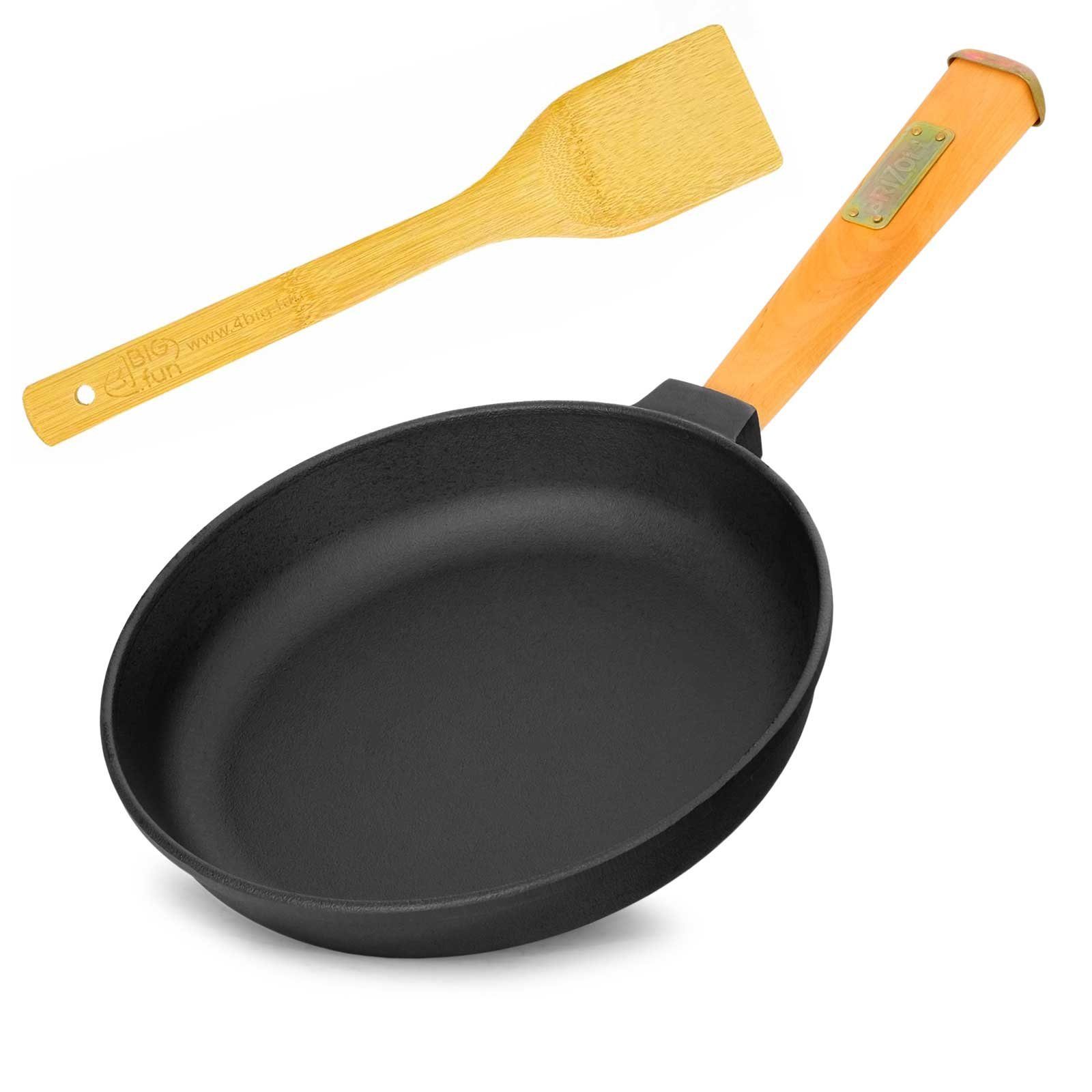 BRIZOLL Bratpfanne Bratpfanne 24 cm Schmorpfanne Pfanne Gusseisen, Gusseisen (Gusseisenpfanne mit Сковородыwender)