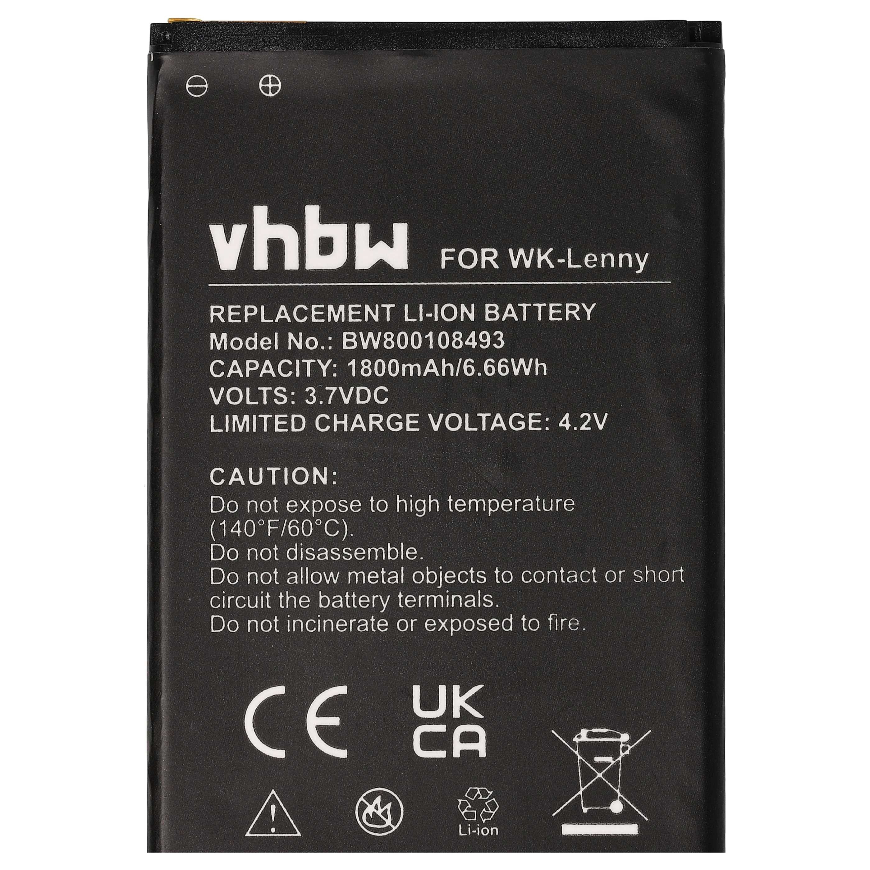 vhbw passend für Wiko Sunny 2 Plus, Lenny, B0386126, Lenny 2, Lenny 3, Sunn Handy-Akku Akku Li-Ion 1800 mAh (3,7 V, 1 St), Leistungsfähiger Austausch-Akku für T – Bild 5 von 5