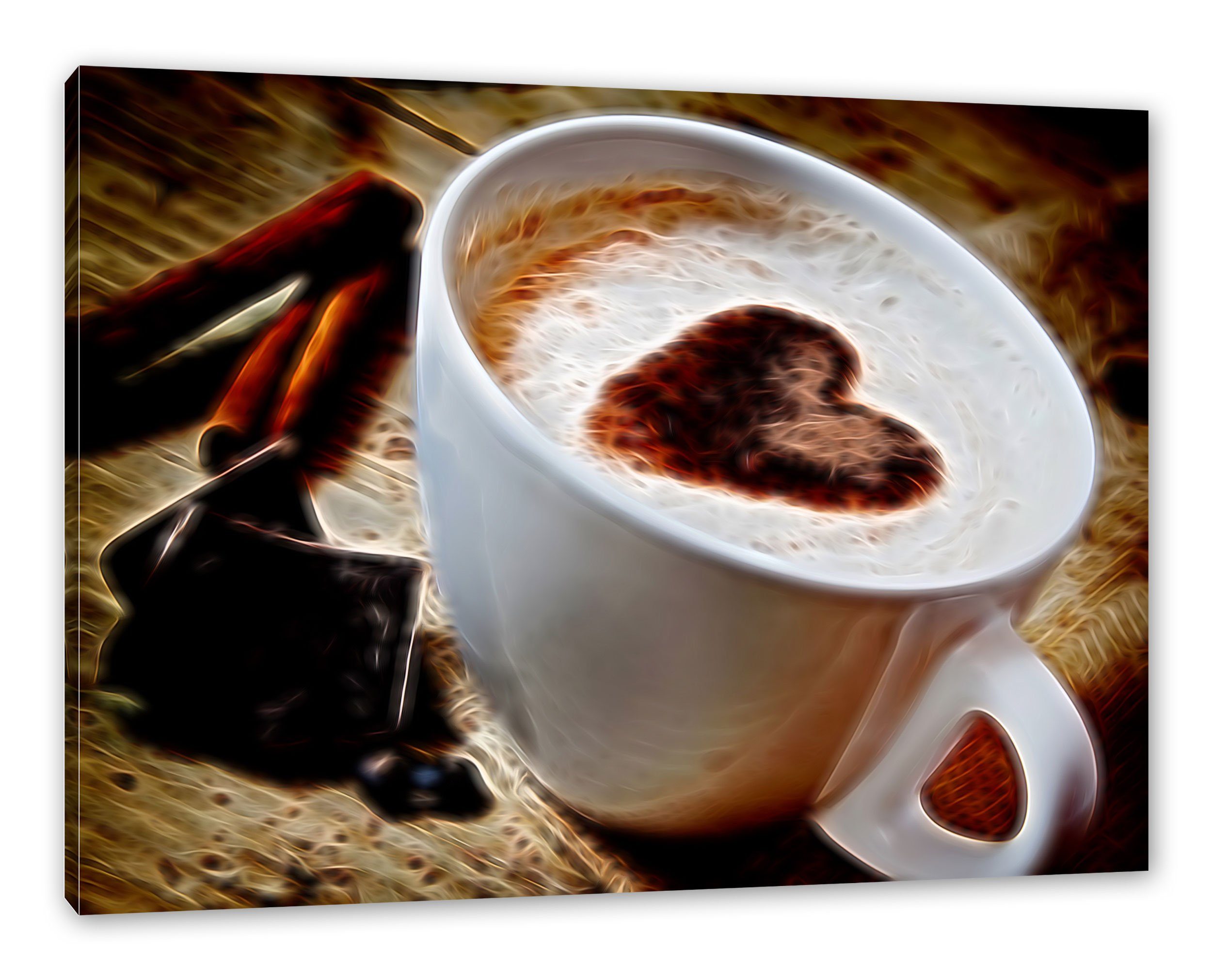 Pixxprint Leinwandbild Kaffeetasse, Kaffeetasse (1 St), Leinwandbild fertig bespannt, inkl. Zackenaufhänger