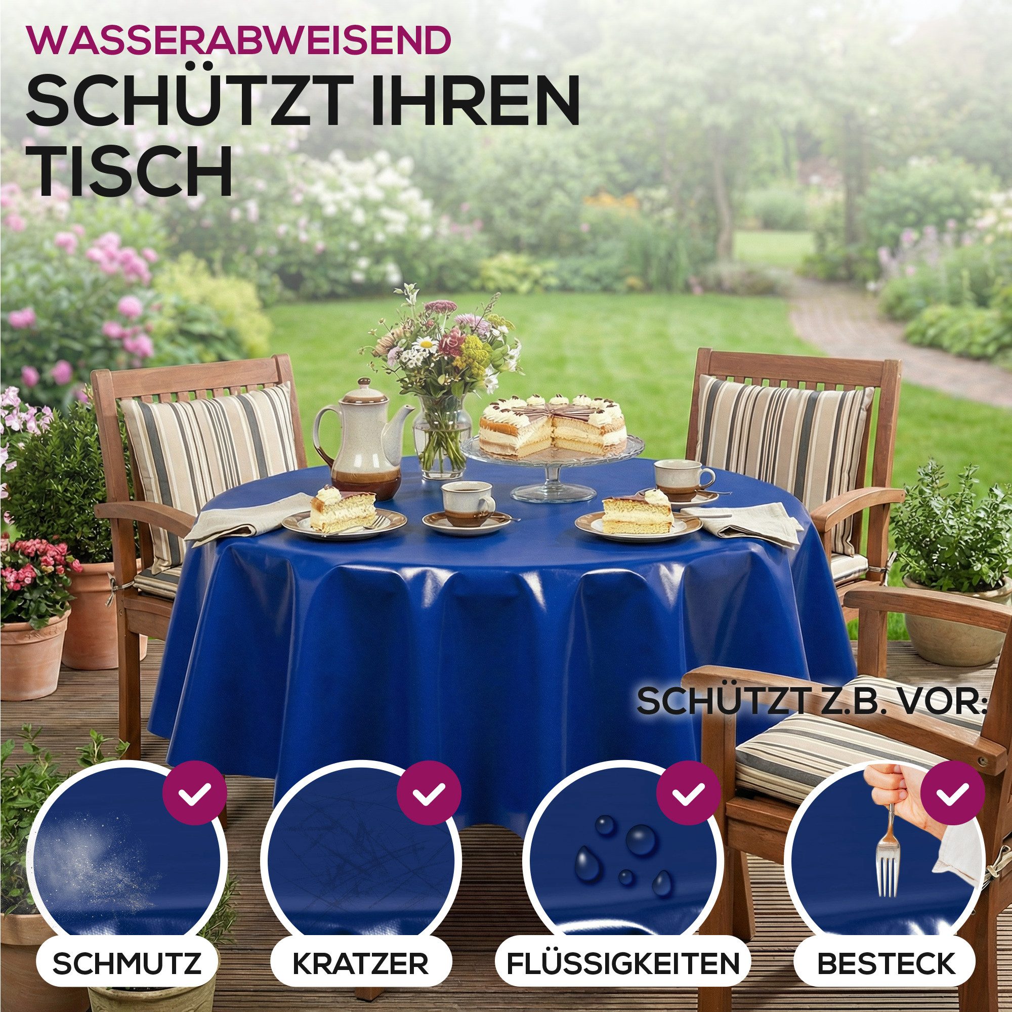 Beautex Tischdecke Uni Wachstuchtischdecke OVAL RUND ECKIG, Wachstuch abwischbar (1-tlg)