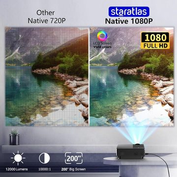 staratlas Kurzdinstanzprojektor (10000:1, 1920 x 1080 px, WiFi/Bluetooth Beamer tragbar FHD iOS-kompatibel Heimkino HDMI/USB/VGA)