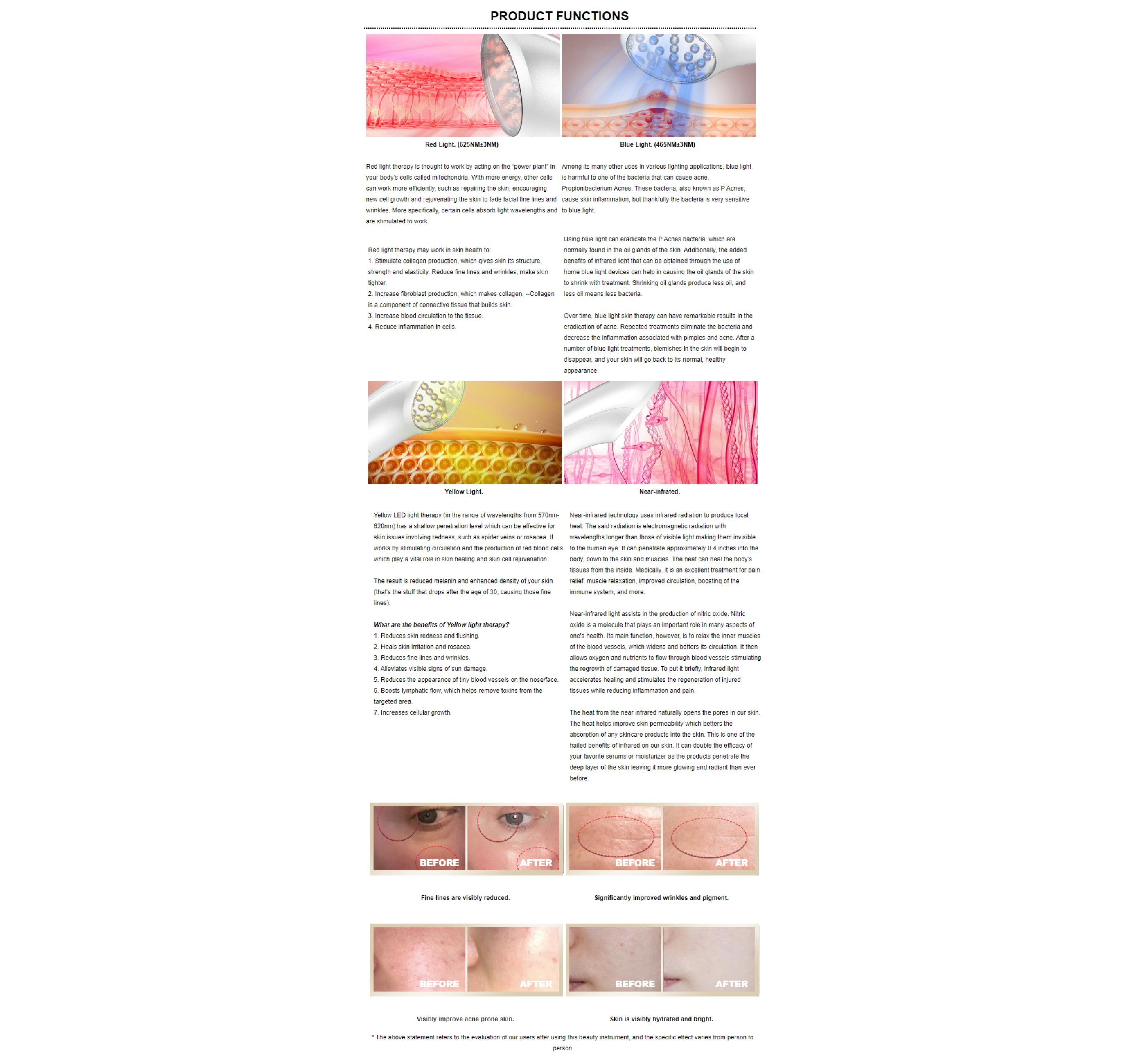 Infrarot-Lichttherapiegerät Tragbares Anti-Akne, zur Ungefähr Hautverjüngung Dermaroller 100 Falten, Anti-Aging, Blue gegen Chilli Aufhellung, Minuten
