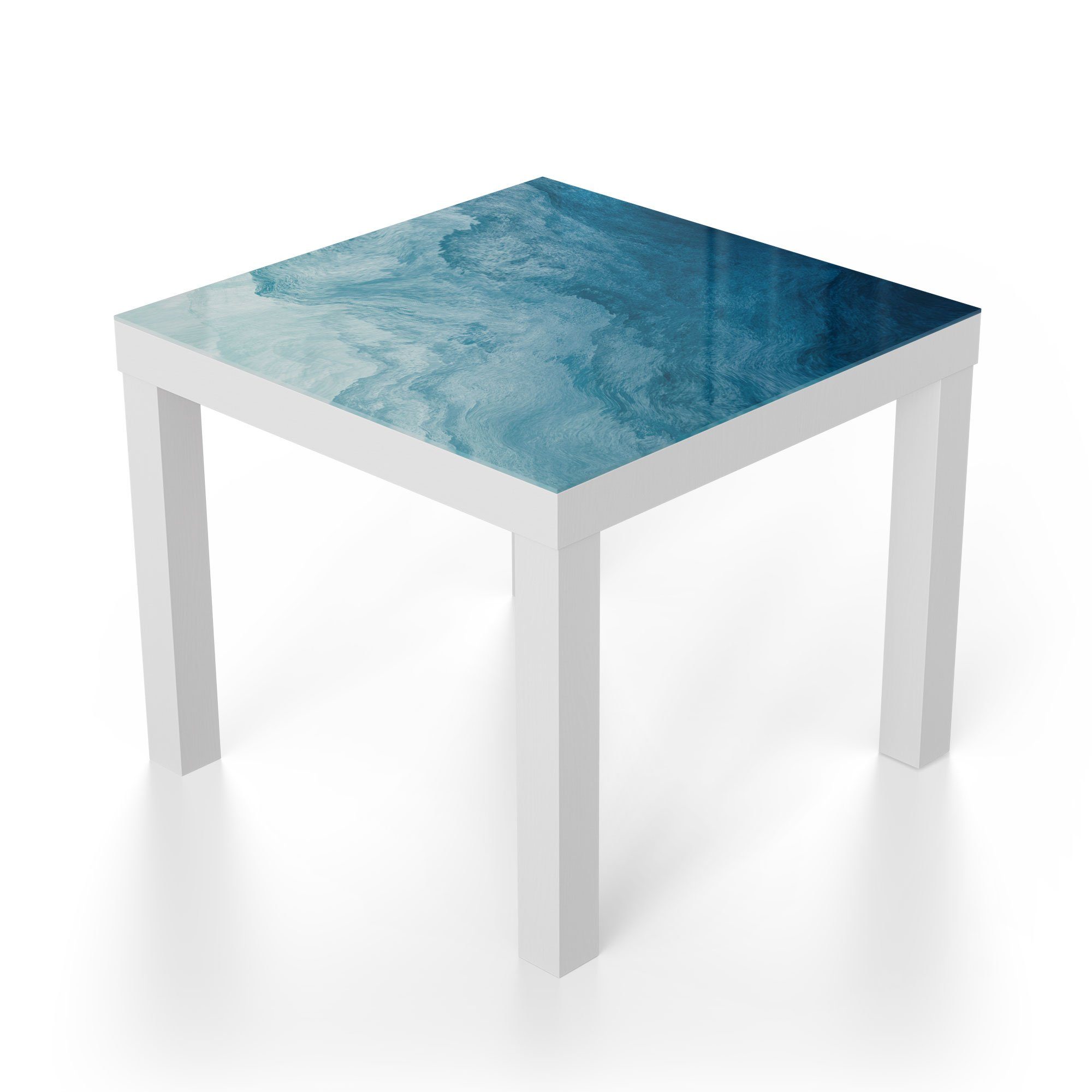 DEQORI Couchtisch 'Aufgewühlte Wellen', modern Glas Weiß Beistelltisch Glastisch