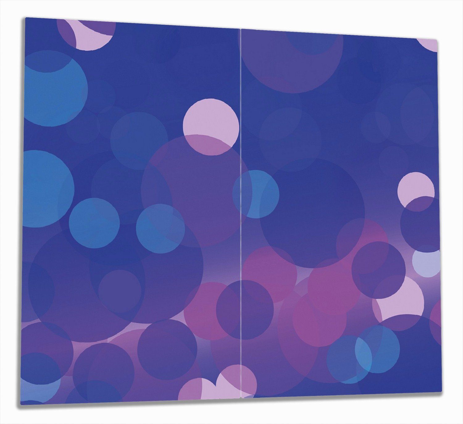 Wallario Herd-Abdeckplatte Blaue Kreise mit pink - harmonisches Muster, ESG-Sicherheitsglas, (Glasplatte, 2 tlg., inkl. 5mm Noppen), verschiedene Größen