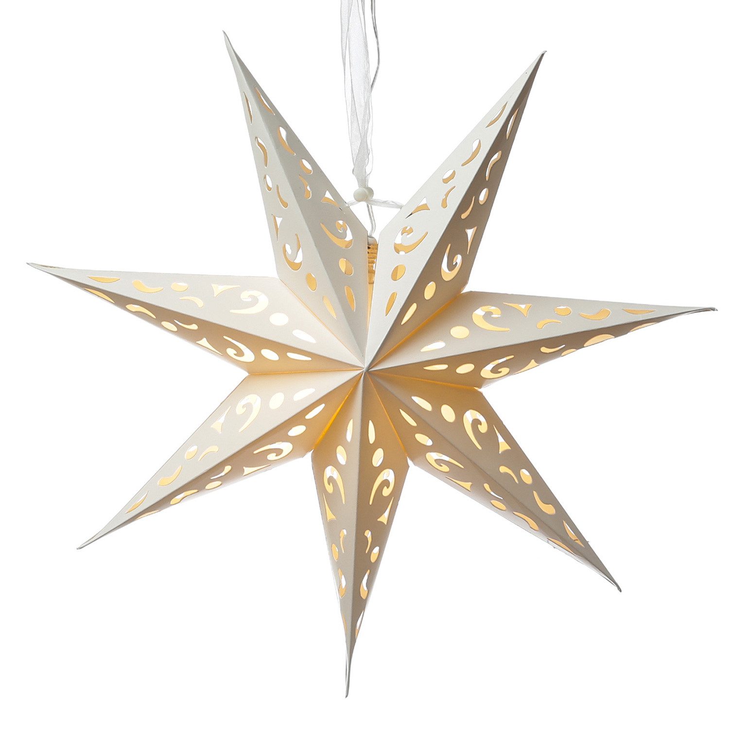 MARELIDA LED Stern Papierstern Weihnachtsstern Faltstern beleuchtet 58cm Batterie weiß, LED Classic, warmweiß (2100K bis 3000K)