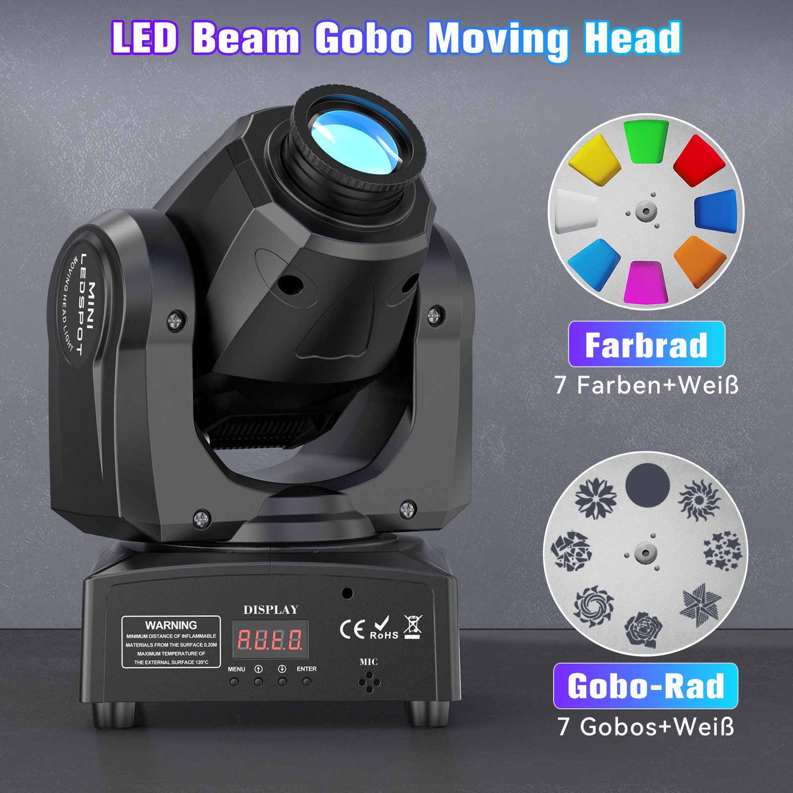 ZonQoonz Discolicht 120W Gobo Moving Head Licht, Fernbedienung & DMX für Disco DJ Party – Bild 4 von 5