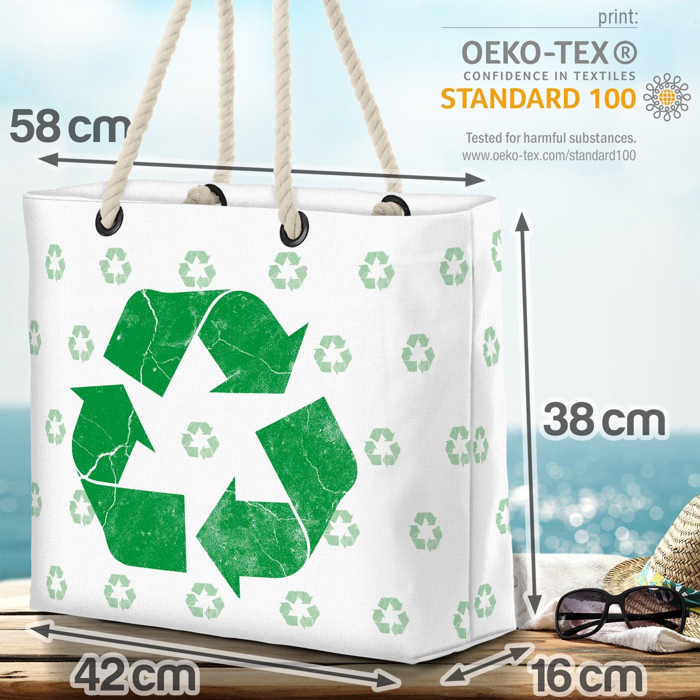 Strandtasche (1-tlg), Shopper Beach Recycling VOID Umweltschutz weiß Bag Wieder-verwendbar