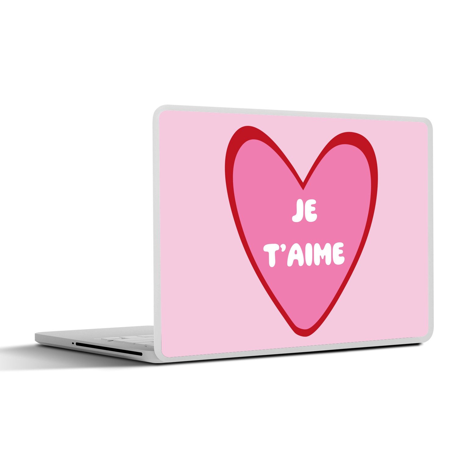 Laptop-Aufkleber Herz - Französisch - Valentinstag - Rosa